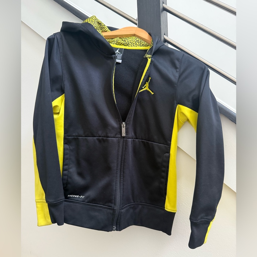 Jordan Kids Black and Yellow Hoodie Jacket